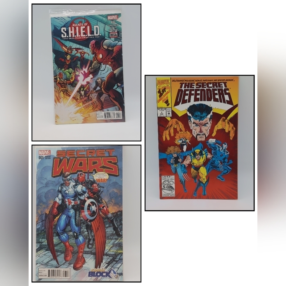 Marvel Comic Book Trio Secret Wars 1, The Secret Defenders 1, Agents Of Shield 6